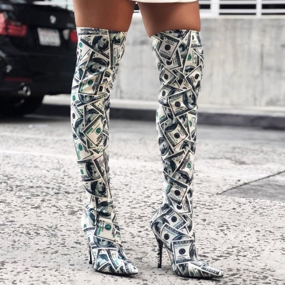 money thigh high boots